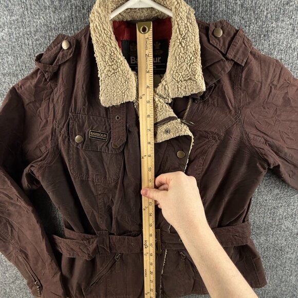 Barbour International MATLOCK Brown Size 6 Waxed Jacket Women Fleece Inside - Picture 5 of 16